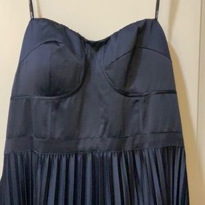 City Chic Maxi Pleat Desire Dress in Navy